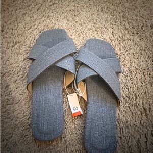 GAP Gray Cross-Band Slide Mules